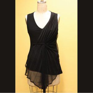 Elegant Black Draped Sleeveless Top, Size S